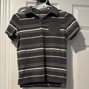 Cat & Jack Black and Gray Polo Shirt Classic Striped Design